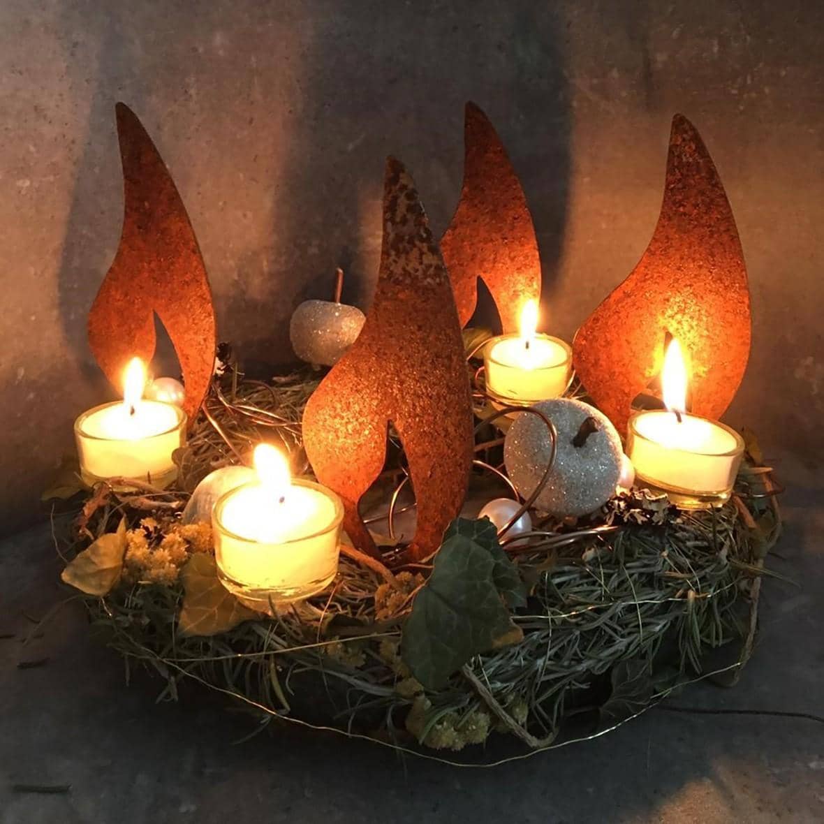 Flamme 15 cm 4er Set aus Metall Gartendeko kaufen