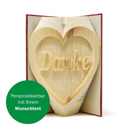 Buchfaltkunst mit Wunschtext personalisiert im Herz-Pommerscher Diakonieverein-werky