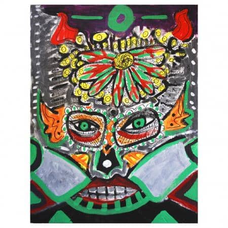 Acryl-Malerei auf Leinwand "Die Maske", Unikat, 43 x 33 cm-Pommerscher Diakonieverein-werky