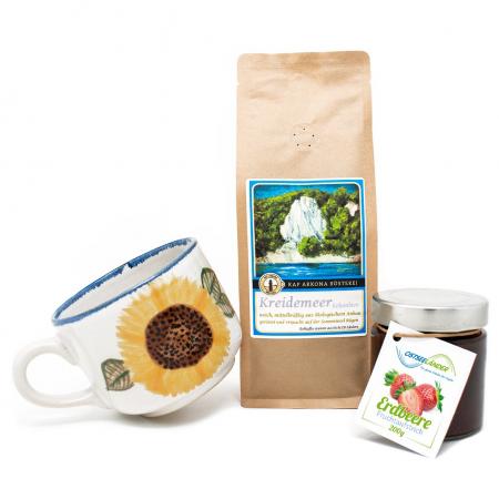 Geschenk-Set mit Kaffee, Kaffee-Pott & BIO-Fruchtaufstrich-Greifenwerkstatt-werky