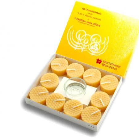 Bienenwachskerze - Bienenwachs Teelichter 10 Stück-Weckelweiler Gemeinschaften-werky