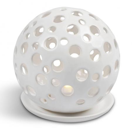Leuchterkugel aus Keramik für Teelichter, 2-Loch-Muster (Weiß)-Greifenwerkstatt-werky
