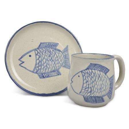 Kleines Kinder-Gedeck aus Keramik mit Motiv "Fisch"-Pommerscher Diakonieverein-werky