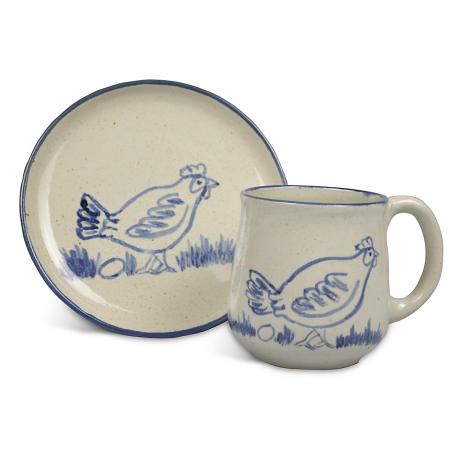 Kleines Kinder-Gedeck aus Keramik mit Motiv "Huhn"-Pommerscher Diakonieverein-werky