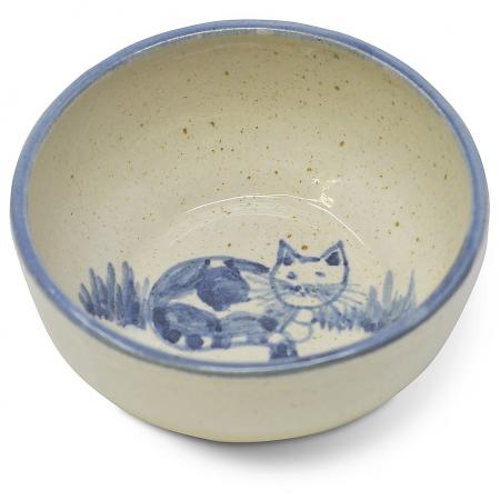 Kleine Kinder-Schale aus Keramik "Katze", handgemacht-Pommerscher Diakonieverein-werky