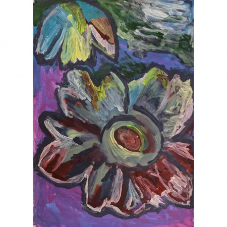 Acryl Malerei, "Blumenspiel", 59 x 83 cm--werky