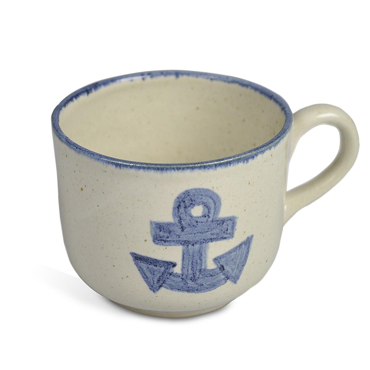 Großer Kaffeepott mit maritimen Motiv aus Keramik - handbemalt kaufen