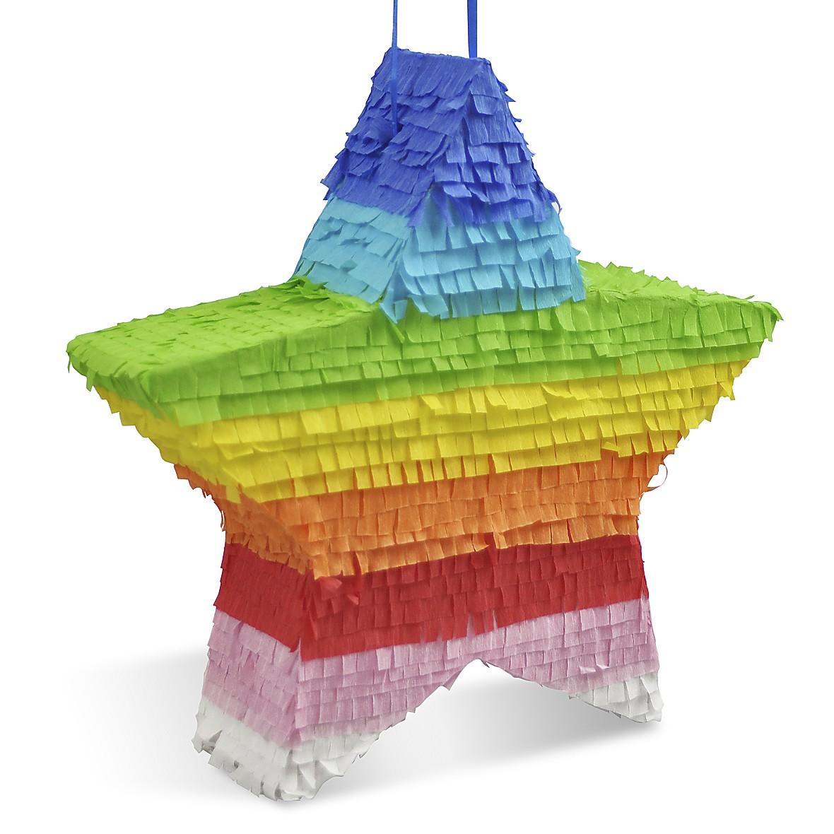 Pinata in Sternenform - Bunt - Regenbogen