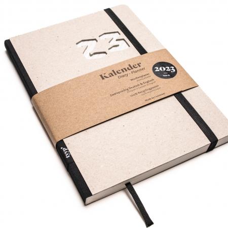 Nachhaltiger Taschenkalender 2023 aus 100 % Recyclingpapier „Design Kalender“ Öko-Schwarz-tyyp-werky