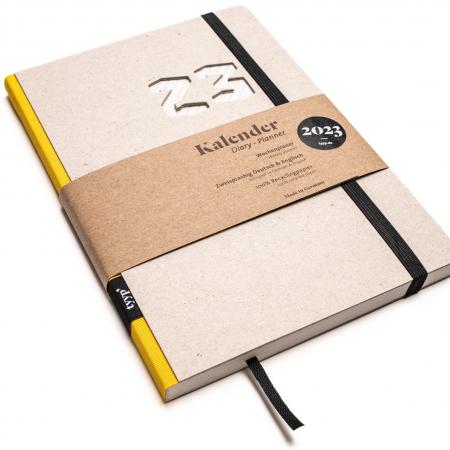 Nachhaltiger Taschenkalender 2023 aus 100 % Recyclingpapier „Design Kalender“ Öko-Taxi-Gelb-tyyp-werky