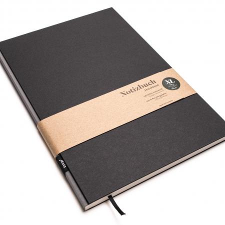 Handgemachtes großes Design-Notizbuch aus 100 % Recyclingpapier „BerlinBook“ - Carbon Grau/Schwarz-tyyp-werky