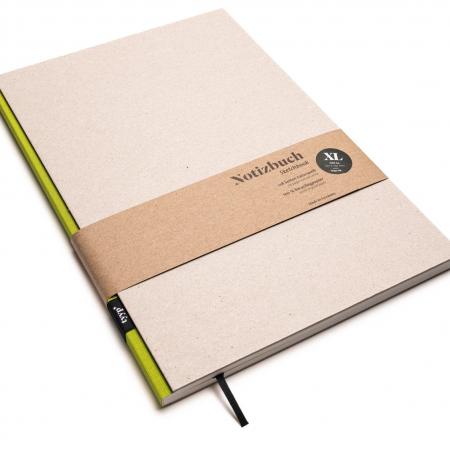 Handgemachtes großes Design-Notizbuch aus 100 % Recyclingpapier „BerlinBook“ - Limette Grün/Recyclingkarton-tyyp-werky
