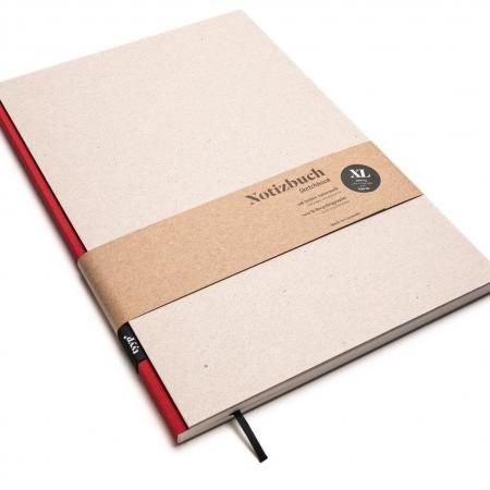 Handgemachtes großes Design-Notizbuch aus 100 % Recyclingpapier „BerlinBook“ - Rot/Recyclingkarton-tyyp-werky