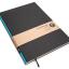 Handgemachtes großes Design-Notizbuch aus 100 % Recyclingpapier „BerlinBook“ - Türkis Blau/Schwarz-tyyp-werky