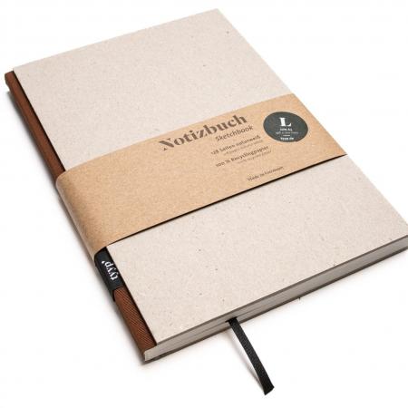 Handgemachtes Design-Notizbuch A5 aus 100 % Recyclingpapier „BerlinBook“ - Braun - Recyclingkarton-tyyp-werky
