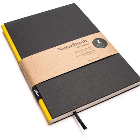 Handgemachtes Design-Notizbuch A5 aus 100 % Recyclingpapier „BerlinBook“ - Taxi Gelb/Schwarz-tyyp-werky