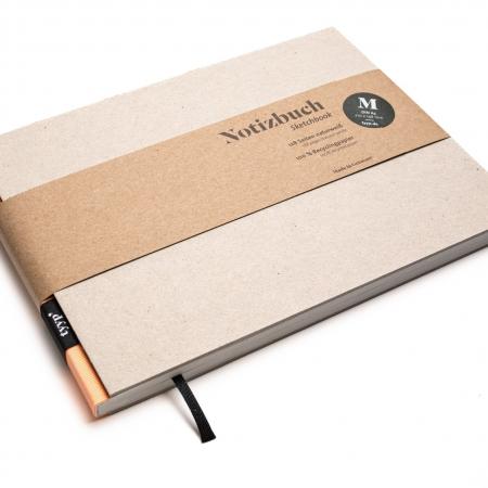 Handgemachtes Skizzenbuch A5, Querformat aus 100 % Recyclingpapier „BerlinBook“ - Lachsfarben/Recyclingkarton-tyyp-werky
