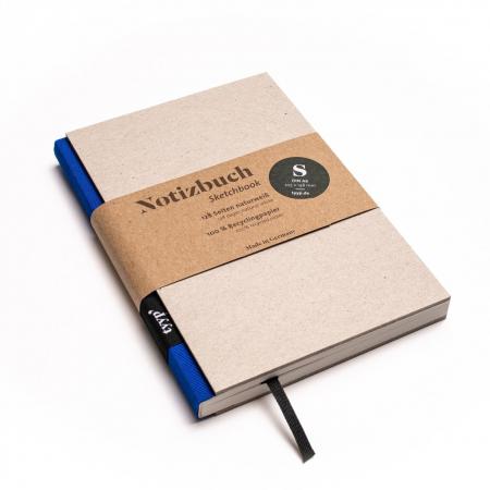 Handgemachtes kleines Design-Notizbuch aus 100 % Recyclingpapier „BerlinBook“ - Blau/Recyclingkarton-tyyp-werky