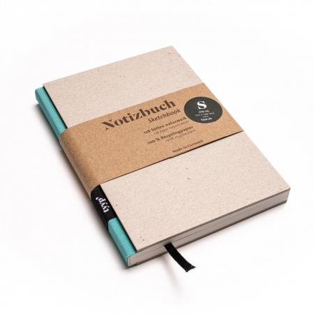 Handgemachtes kleines Design-Notizbuch aus 100 % Recyclingpapier „BerlinBook“ - Maldive Blau/Recyclingkarton-tyyp-werky