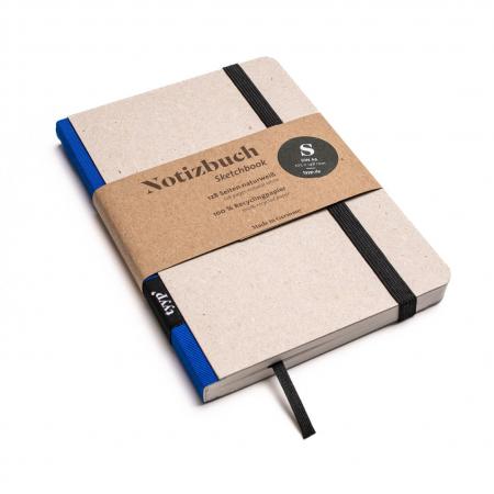 Handgemachtes Design-Notizbuch A6 aus 100 % Recyclingpapier „Klassik“ - Blau - Recyclingkarton-tyyp-werky