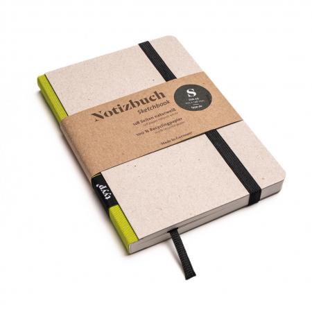 Handgemachtes Design-Notizbuch A6 aus 100 % Recyclingpapier „Klassik“ - Limette Grün - Recyclingkarton-tyyp-werky