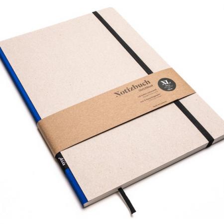 Handgemachtes Design-Notizbuch A4 aus 100 % Recyclingpapier „Klassik“ - Blau - Recyclingkarton-tyyp-werky