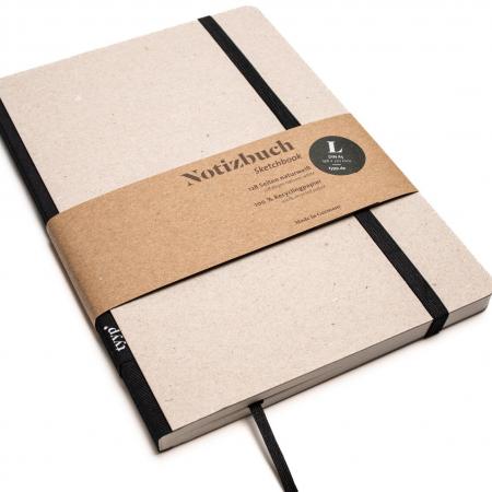 Handgemachtes Design-Notizbuch A5 aus 100 % Recyclingpapier „Klassik“ - Schwarz - Recyclingkarton-tyyp-werky