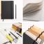 Handgemachtes Design-Notizbuch A5 aus 100 % Recyclingpapier „Klassik“ - Schwarz weiß gestreift - Recyclingkarton-tyyp-werky