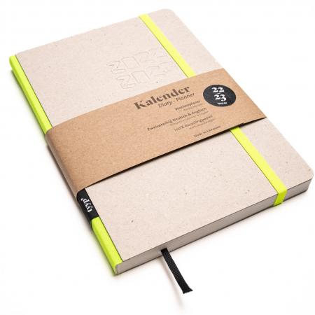 Nachhaltiger Kalender 18 Monate aus 100 % Recyclingpapier „Design Kalender“ - Neon Gelb - Recyclingkarton-tyyp-werky