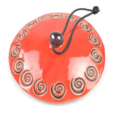 Meisenknödeldach aus Keramik mit Spiralmuster (rot)--werky