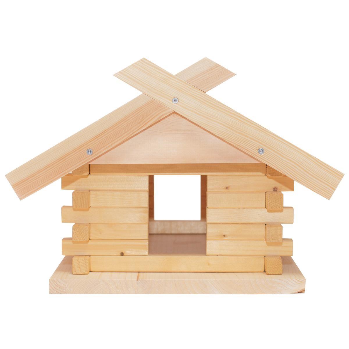 Vogelhaus mit Mini-Dachschindeln Bausatz (groß), Biberschwanz - Grau