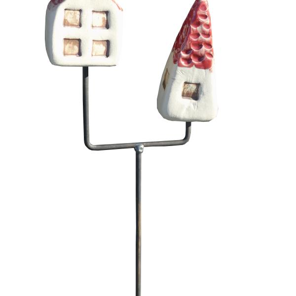 Keramikhäuser im 2er Set mit Metallstab--werky