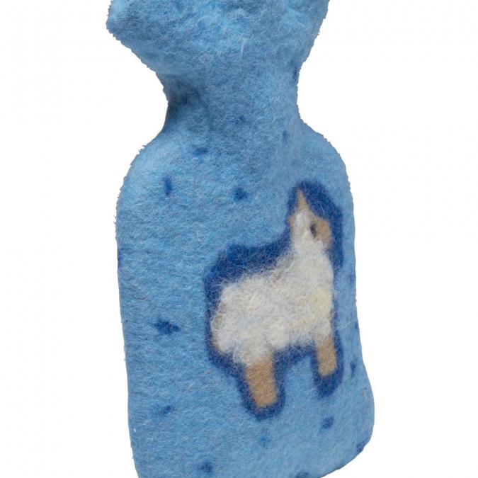 Filzwärmflasche für Kinder Schäfchen blau--werky