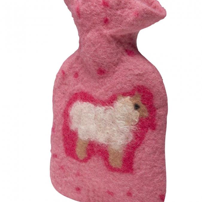 Filzwärmflasche für Kinder Schäfchen rosa--werky