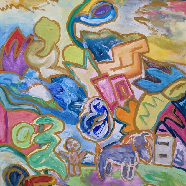 Acryl auf Papier, "Graffiti" (2023), 84x59 cm--werky