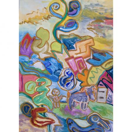 Acryl auf Papier, "Graffiti" (2023), 84x59 cm--werky