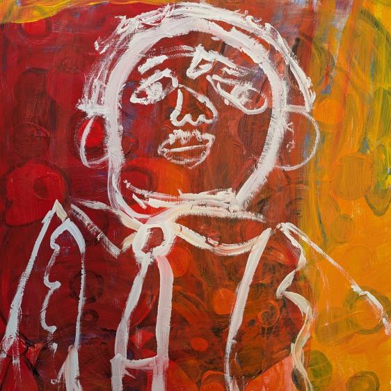 Acryl auf Papier, "Der coole Typ" (2023), 75x59cm--werky