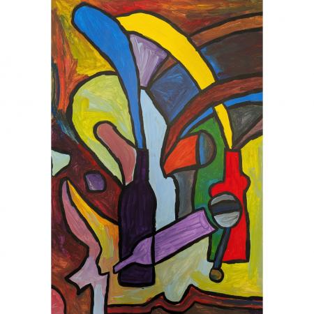 Acryl auf Papier, "Die Feier" (2024), 84x59cm--werky