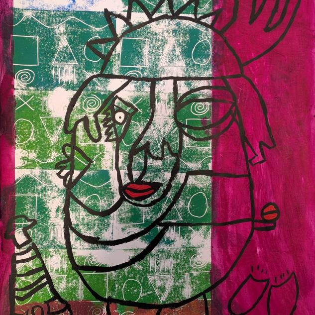 Acryl auf Papier, "Ohne Titel", 84x59cm--werky