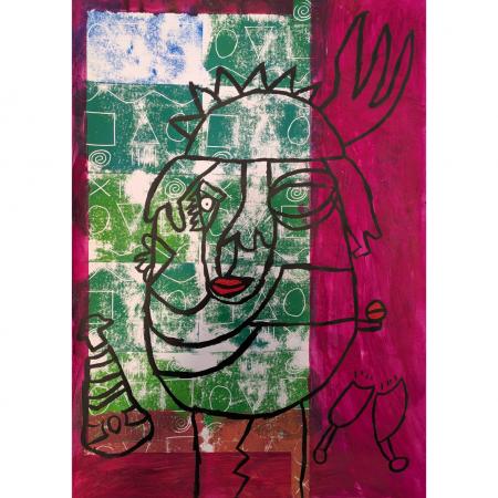 Acryl auf Papier, "Ohne Titel", 84x59cm--werky