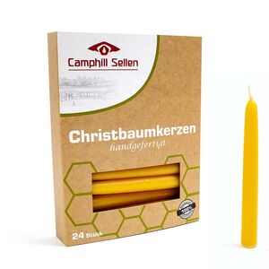 Christbaumkerzen aus Bienenwachs 24 Stück Natur-Camphill Steinfurt-werky