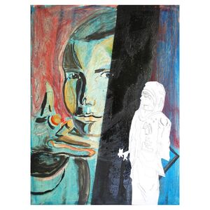 Mystische Malerei auf Leinwand "Zuschauer", Unikat, 40 x 30 cm--werky