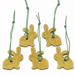 Osterhasen-Anhänger-Set aus Keramik, 5-teilig mit Bändchen--werky