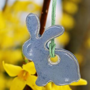 Osterhasen-Anhänger-Set aus Keramik, 5-teilig mit Bändchen--werky