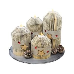 Adventskranz aus Papier - Origami-Adventskerzen-Set auf handbemalter Schallplatte-Pommerscher Diakonieverein-werky