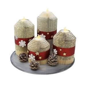 Adventskranz aus Papier - Origami-Adventskerzen-Set auf handbemalter Schallplatte-Pommerscher Diakonieverein-werky