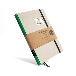Nachhaltiger Taschenkalender 2024 aus 100 % Recyclingpapier „Design Kalender“ Recyclingkarton-Rot--werky