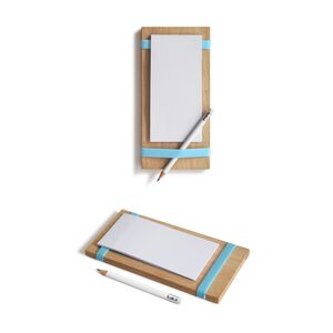 Notizblockhalter Milch, Butter, Eier mit Silikonband blau-side by side-werky