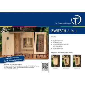 Zwitsch 3in1 - Modular einsetzbar zur jeweiligen Jahreszeit zum Vogelhaus, Futterstation oder Insektenhotel--werky