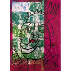 Acryl auf Papier, "Ohne Titel", 84x59cm--werky